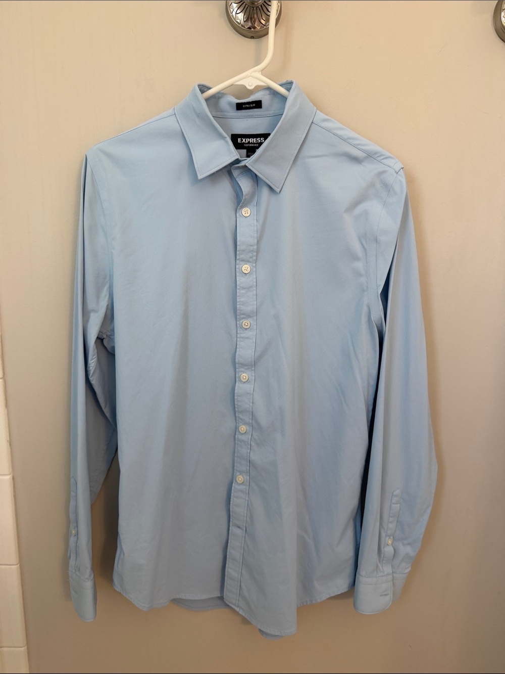 Express Men's Pale Blue Dress Shirt - Classic Button-Up
